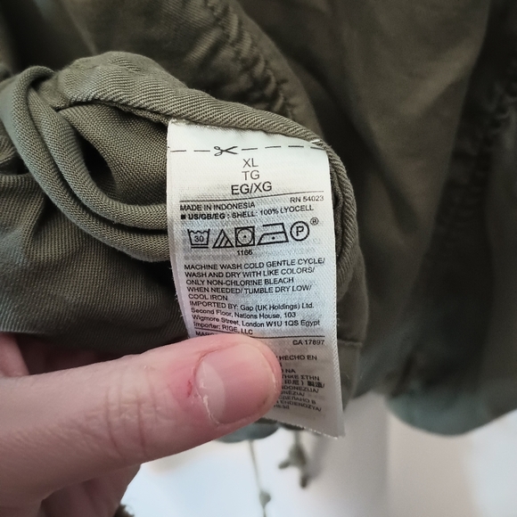 Gap Tencel Lyocell Olive Green Bomber Jacket Womens XL Snap Cinced Grunge - Picture 12 of 15